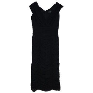 Tadashi Collection Black Sleeveless Ruched Midi Dress Size M